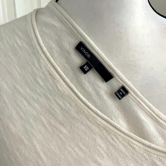 Vince 100% Cotton Lightweight Long Sleeve Boatneck Ivory Sweater. Size XS - Picture 5 of 6